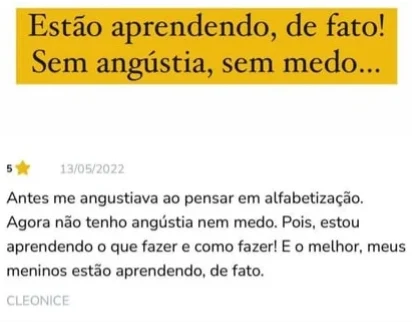 Avaliação cinco estrelas da aluna Cleonice